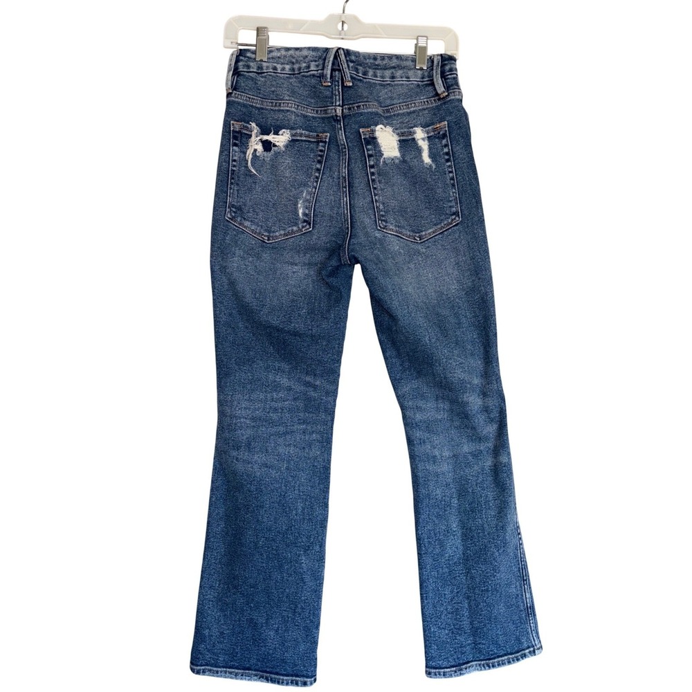Good American Size 4/27‎ Good Curve Straight Leg Distressed Jeans Blue High Rise